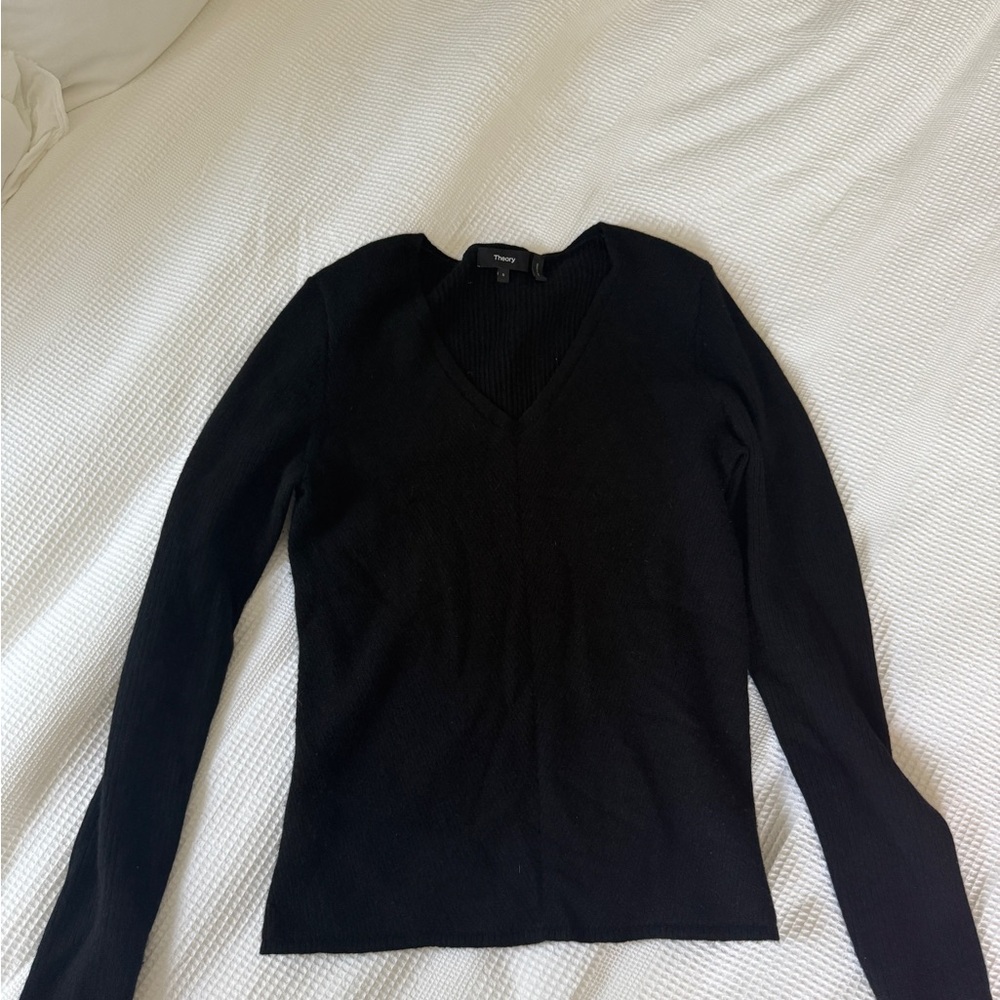 Theory Black V-Neck Sweater